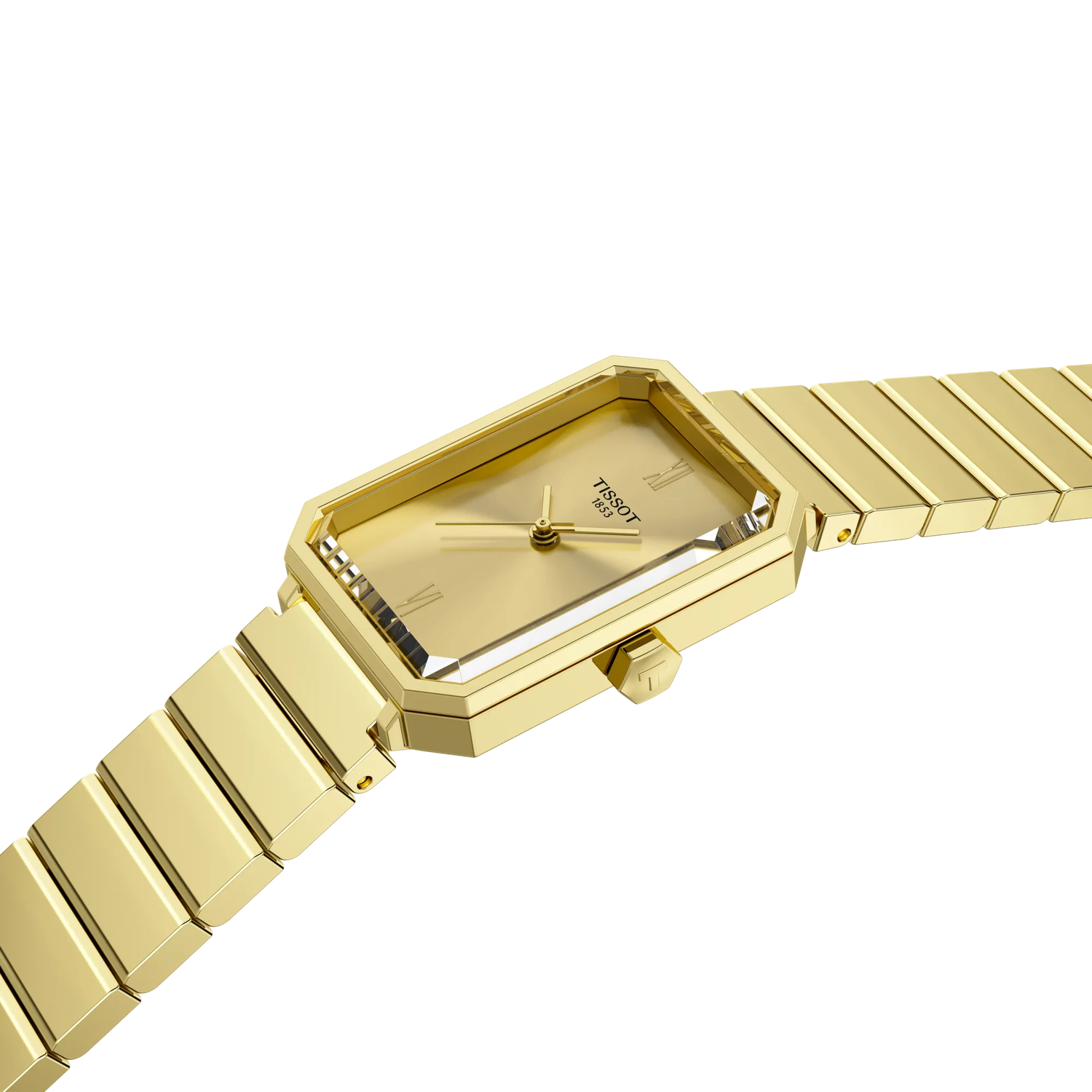 Tissot SRV 30mm T160.110.33.023.00 watch, champagne dial, angled view