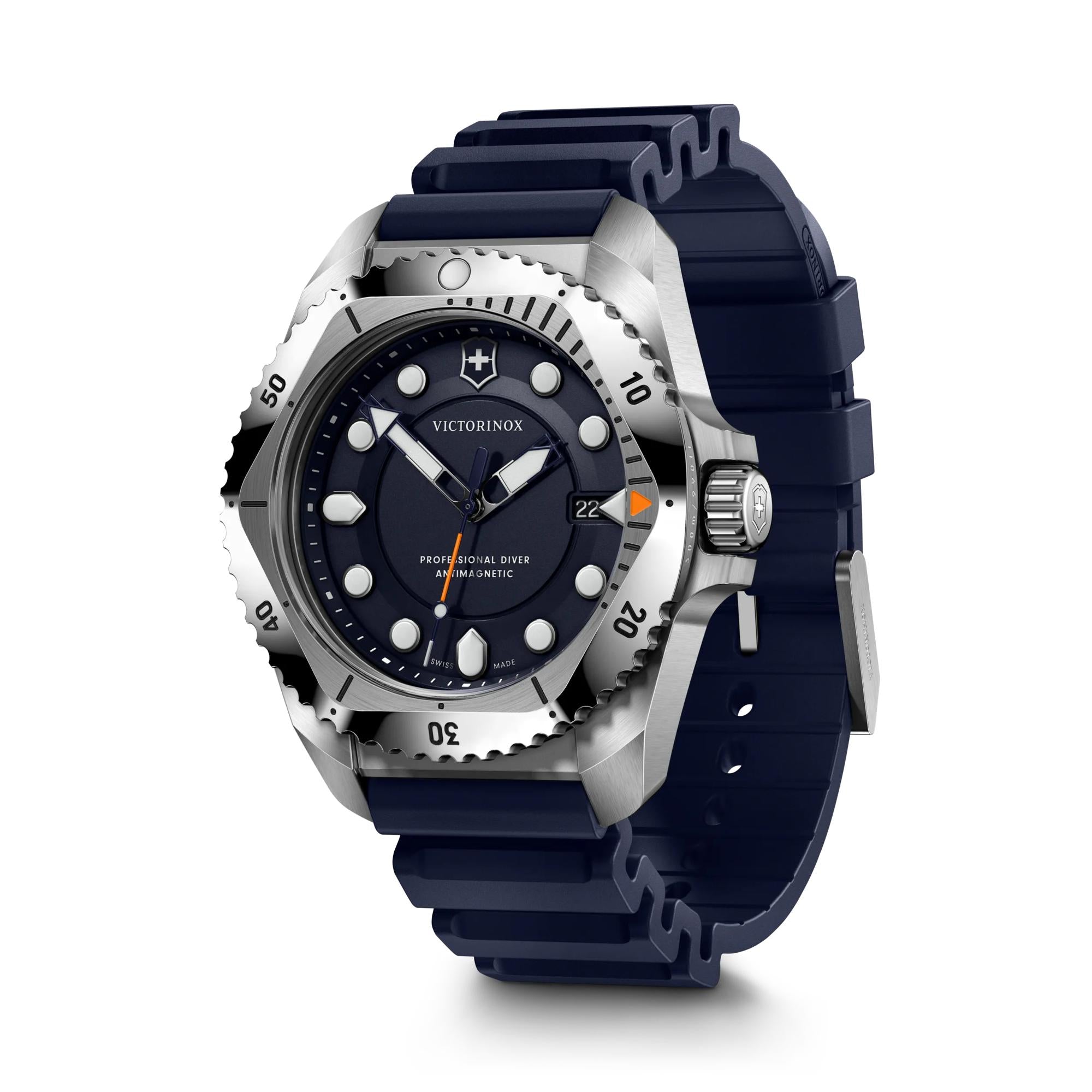 Victorinox Dive Pro Quartz 241991 watch, blue dial, three-quarter view