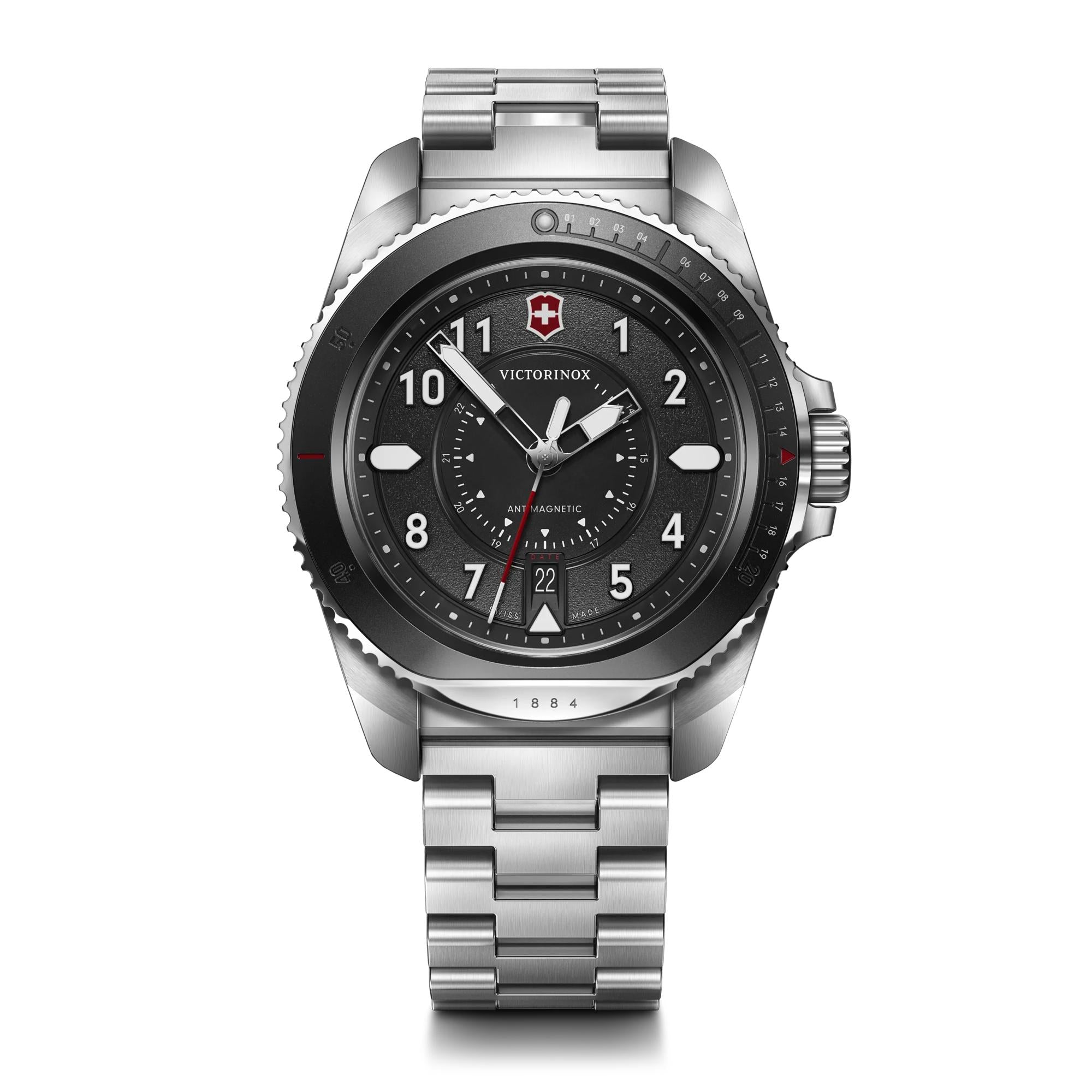 Montre Victorinox Journey 1884 242009, cadran noir, vue de face