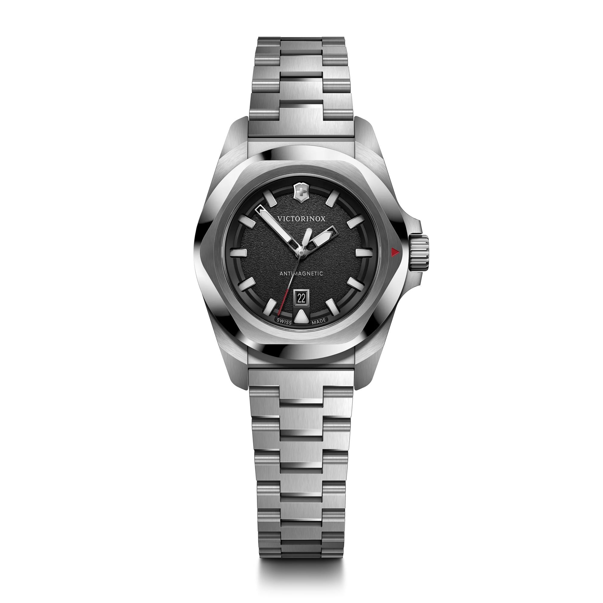 Montre Victorinox I.N.O.X. Small 242036, cadran noir, vue de face