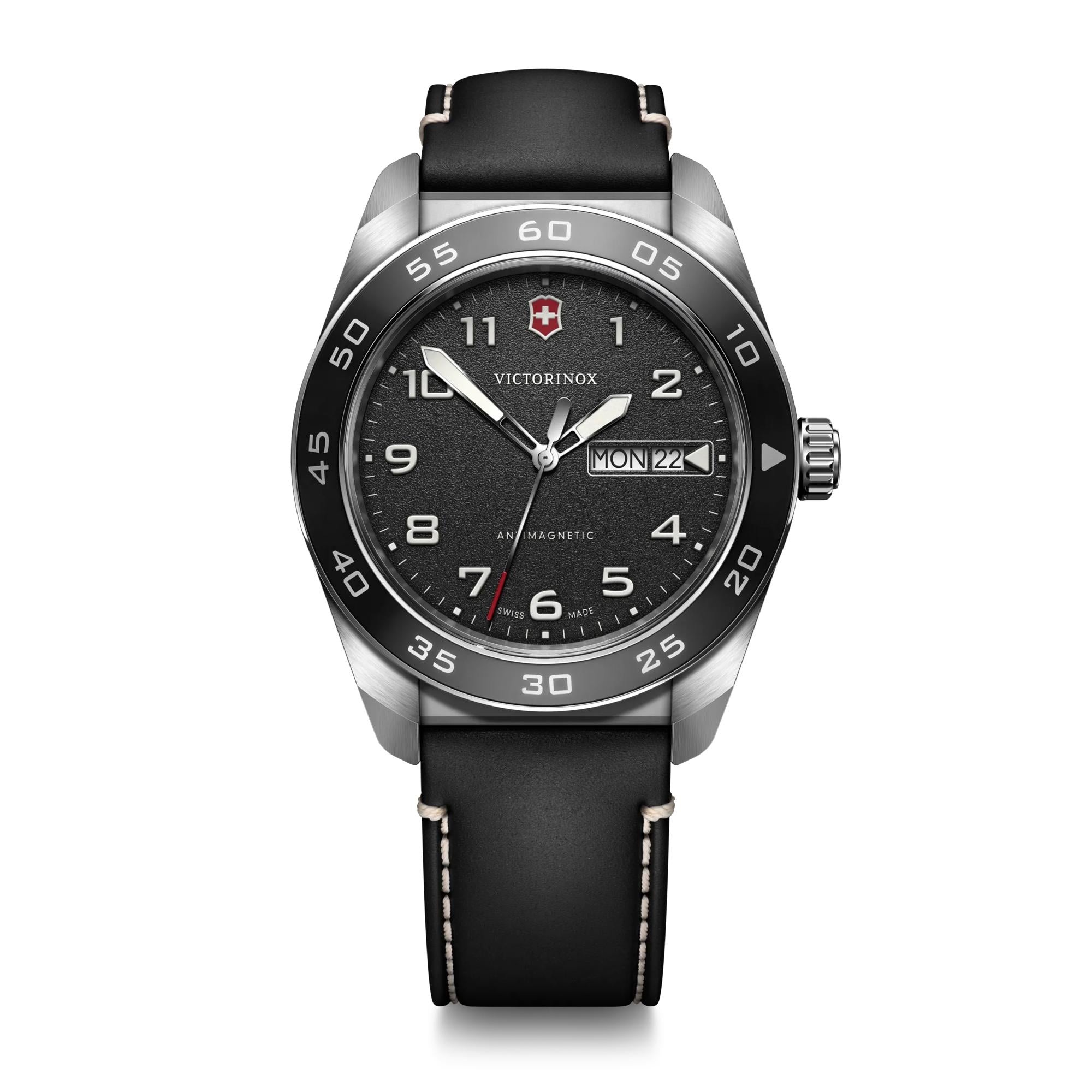 Victorinox Swiss Army Quartz 242041 watch, black dial, front view