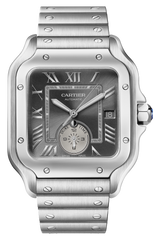 Cartier Santos de Cartier Dual Time Large WSSA0076 - 2025 – Cadran Gris Anthracite, Acier Inoxydable