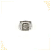 Bague pour Or Blanc carré pavé de zircon - RIG081